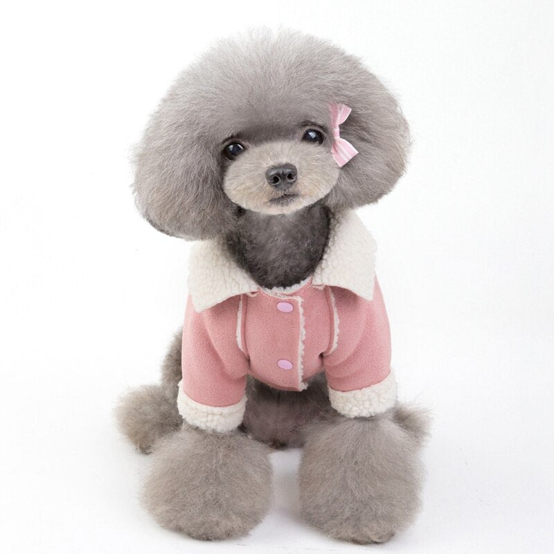 Cute Dog Clothes Cat Clothes Teddy Clothes Deerskin Velvet Lapel Jacket