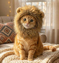 Lion Mane Costume for Cats, Fluffy Lion Wig with Ears for Halloween, Christmas and Pet Photos, One Size for Adult Cats