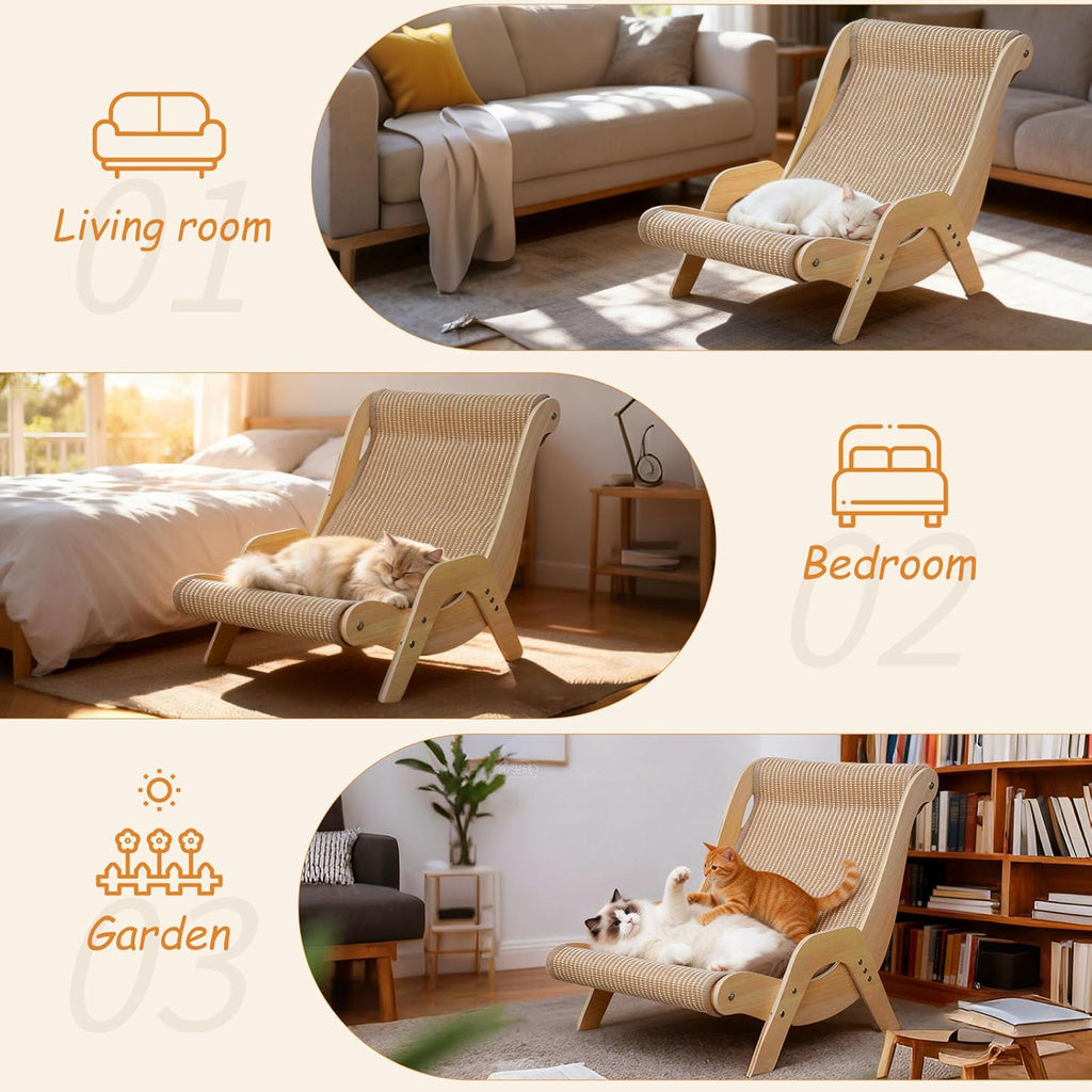 Indulge Your Cat with Our Extra Large Wooden Cat Scratching Lounge - Stylish, Durable, and Perfect for Large Cats!
