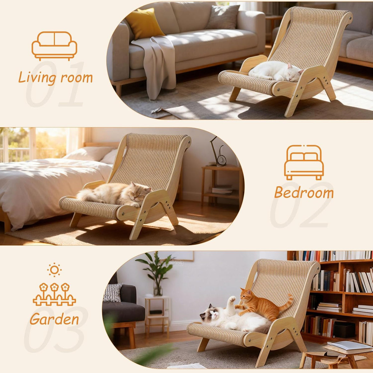 Indulge Your Cat with Our Extra Large Wooden Cat Scratching Lounge - Stylish, Durable, and Perfect for Large Cats!