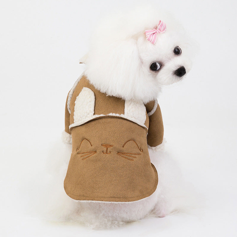 Cute Dog Clothes Cat Clothes Teddy Clothes Deerskin Velvet Lapel Jacket