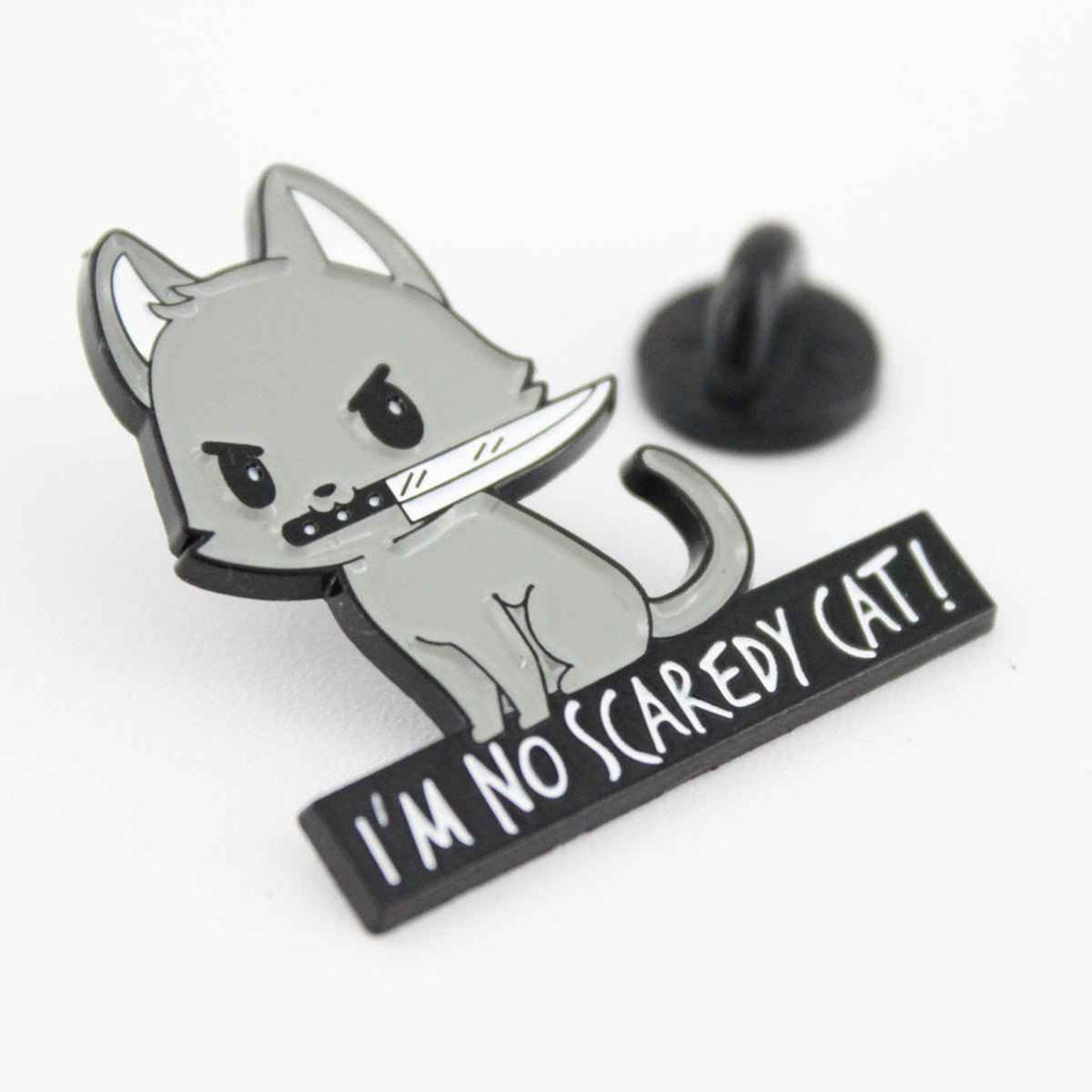 Cat Knife Enamel Pin – Bold Kitty Design for Bags and Jackets